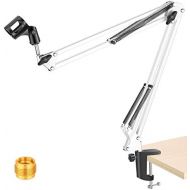 NEEWER Adjustable Microphone Suspension Boom Scissor Arm Stand, Max Load 1 KG Compact Mic Stand Made of Durable Steel for Stages, TV Stations(White)