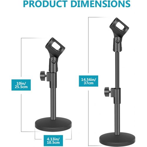 니워 Neewer Stable Desktop Mic Stand with Black Iron Base, Mic Clip and 5/8 Male to 3/8 Female Screw Compatible with Blue Yeti Snowball Spark & Other Microphone