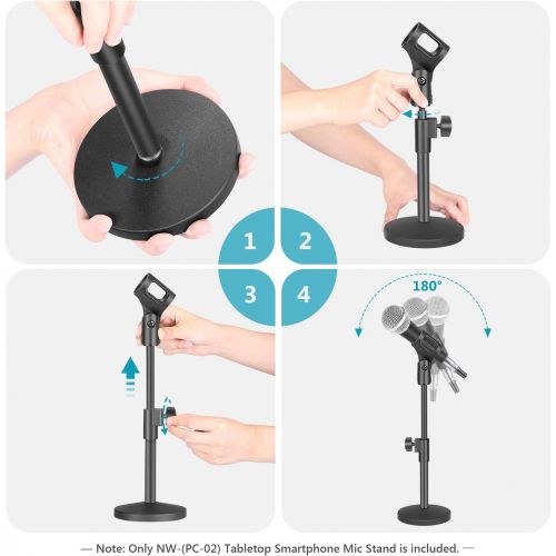 니워 Neewer Stable Desktop Mic Stand with Black Iron Base, Mic Clip and 5/8 Male to 3/8 Female Screw Compatible with Blue Yeti Snowball Spark & Other Microphone