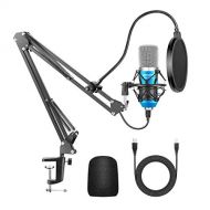 Neewer USB Microphone for Windows and Mac with Suspension Scissor Arm Stand, Shock Mount, Pop Filter, USB Cable and Table Mounting Clamp Kit for Broadcasting and Sound Recording (B