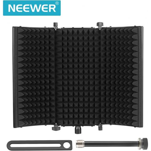 니워 Neewer Professional Studio Recording Microphone Isolation Shield. High Density Absorbent Foam is Used to Filter Vocal. Compatible with Blue Yeti and Any Condenser Microphone Record