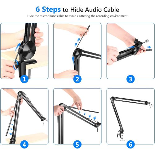 니워 Neewer Upgraded Large Sturdier Microphone Stand Compatible with Blue Yeti Snowball Blue Yeti Nano, Adjustable Suspension Boom Scissor Arm with Built-in Spring, Max. Load 1.8kg for