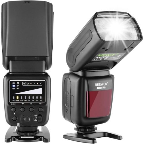 니워 Neewer Flash Speedlite with 2.4G Wireless System and 15 Channel Transmitter for Canon Nikon Sony Panasonic Olympus Fujifilm Pentax and Other DSLR Cameras with Standard Hot Shoe (NW