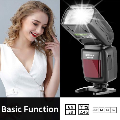 니워 Neewer Wireless Flash Speedlite for Canon Nikon Sony Panasonic Olympus Fujifilm and Other DSLR Cameras with Standard Hot Shoe, with LCD Display, 2.4G Wireless System and 15 Channel