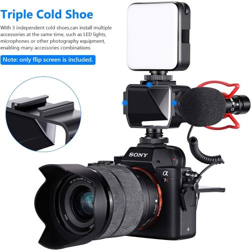 니워 Neewer Camera Selfie Flip Screen, 3 Cold Shoes for Mic/Light/Vlog/Filming/Photography, Compatible with Sony A6000 A6300 A6500 A72 A73 Series Fujifilm XT2 XT3 XT20 XT30 Canon Panaso