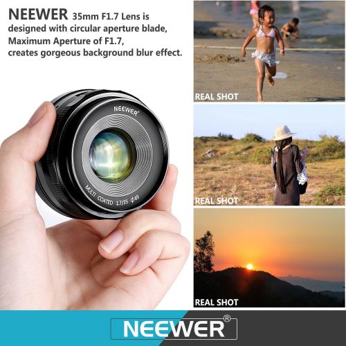 니워 Neewer 35mm F1.7 Large Aperture APS-C Manual Focus Prime Fixed Lens, Compatible with Fujifilm X-Mount Mirrorless Cameras, Including Fujifilm X-T3 X-Pro2 X-E3 X-T10 X-T20 X-A2 X-E1