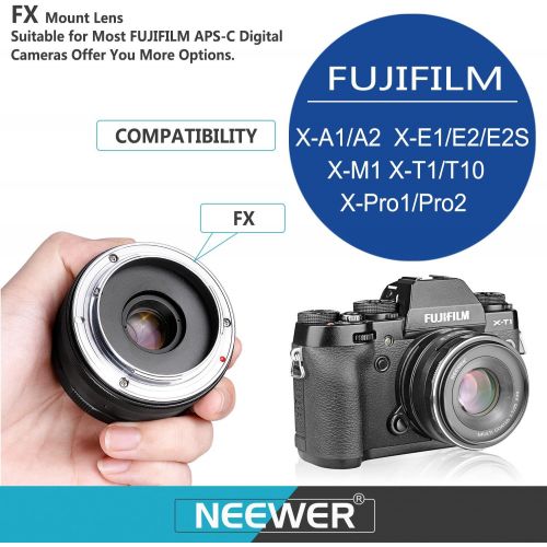 니워 Neewer 35mm F1.7 Large Aperture APS-C Manual Focus Prime Fixed Lens, Compatible with Fujifilm X-Mount Mirrorless Cameras, Including Fujifilm X-T3 X-Pro2 X-E3 X-T10 X-T20 X-A2 X-E1