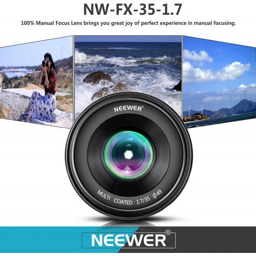 니워 Neewer 35mm F1.7 Large Aperture APS-C Manual Focus Prime Fixed Lens, Compatible with Fujifilm X-Mount Mirrorless Cameras, Including Fujifilm X-T3 X-Pro2 X-E3 X-T10 X-T20 X-A2 X-E1