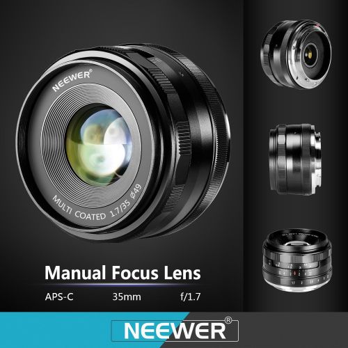 니워 Neewer 35mm F1.7 Large Aperture APS-C Manual Focus Prime Fixed Lens, Compatible with Fujifilm X-Mount Mirrorless Cameras, Including Fujifilm X-T3 X-Pro2 X-E3 X-T10 X-T20 X-A2 X-E1