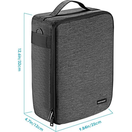 니워 Neewer NW140S Waterproof Camera and Lens Storage Carrying Case 8.7x5.9x12.6 inches Soft Padded Bag for Canon Nikon Sony DSLR, 4 Lens or Flash, Trigger, Battery Accessories(Grey)