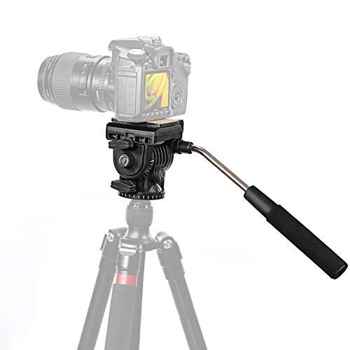 니워 Neewer Video Camera Tripod Fluid Drag Pan Head with 1/4 inch Quick Shoe Plate for Canon Nikon Sony DSLR Cameras Camcorder Shooting Filming，Load up to 8.8 pounds/4 kilograms