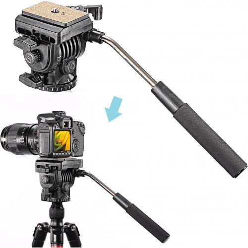 니워 Neewer Video Camera Tripod Fluid Drag Pan Head with 1/4 inch Quick Shoe Plate for Canon Nikon Sony DSLR Cameras Camcorder Shooting Filming，Load up to 8.8 pounds/4 kilograms