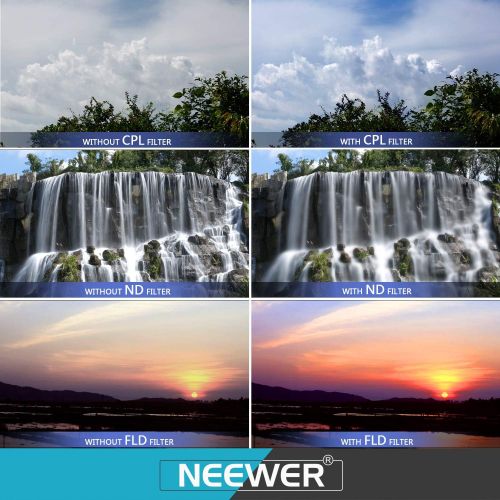 니워 Neewer 55MM Professional UV CPL FLD Lens Filter and ND Neutral Density Filter(ND2, ND4, ND8) Accessory Kit for Sony A37 A55 A57 A65 A77 A100