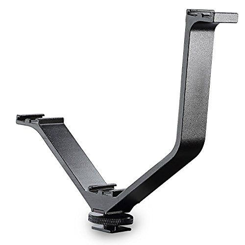 니워 Neewer Aluminium Alloy 6.5/16.4cm V-Shape Triple 3 Universal Cold Shoe Mount Bracket for Nikon Canon Sony DSLR Camera or Camcorder Accessory Such as LED Video Light,Microphone,Moni