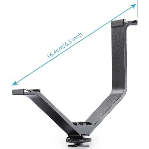 니워 Neewer Aluminium Alloy 6.5/16.4cm V-Shape Triple 3 Universal Cold Shoe Mount Bracket for Nikon Canon Sony DSLR Camera or Camcorder Accessory Such as LED Video Light,Microphone,Moni