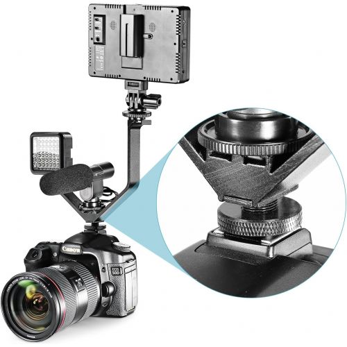 니워 Neewer Aluminium Alloy 6.5/16.4cm V-Shape Triple 3 Universal Cold Shoe Mount Bracket for Nikon Canon Sony DSLR Camera or Camcorder Accessory Such as LED Video Light,Microphone,Moni