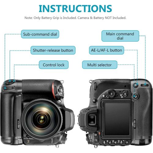 니워 Neewer Battery Grip Pack Replacement for Nikon MB-D16 compatible with EN-EL15 Battery for Nikon D750 DSLR Camera