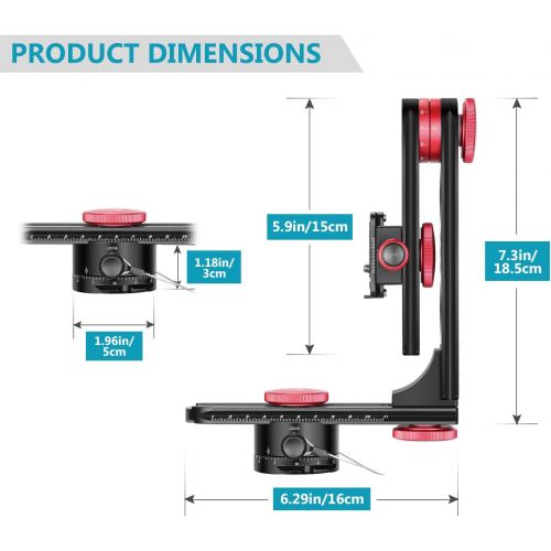 니워 Neewer Gimbal Head Panoramic Head Camera Tripod Head Aluminium Alloy with Standard 1/4 inch Quick Release Plate and Carry Bag Max Load 22 Pounds Compatible with Nikon Canon Sony DS