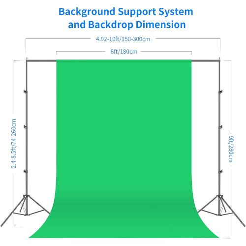 니워 Neewer 2.6M x 3M/8.5ft x 10ft Background Support System and 800W 5500K Umbrellas Softbox Continuous Lighting Kit for Photo Studio Product,Portrait and Video Shoot Photography