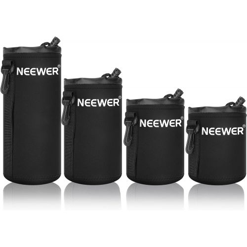 니워 Neewer 4X Lens Case Lens Pouch Bag with Thick Protective Neoprene for DSLR Camera Lens (Fit for Canon, Nikon, Sony, Olympus, Panasonic) Includes: Small, Medium, Large, XL Size