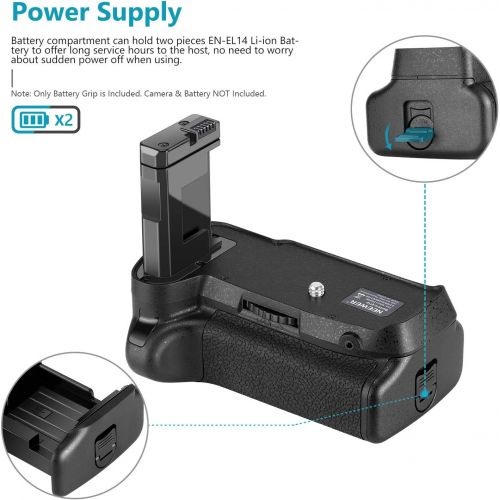 니워 Neewer Professional Vertical Battery Grip Replacement for Nikon D3100/D3200/D3300/D5300 SLR Digital Camera, Works with 1 or 2 Pieces EN-EL14 Batteries