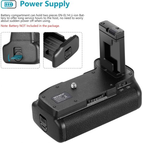 니워 Neewer Pro Battery Grip for Nikon D5100 5200 DSLR Camera Compatible with EN-EL14 Batteries