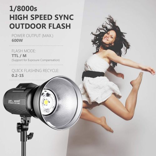 니워 Neewer i6T EX 600W 2.4G TTL Studio Strobe 1/8000 HSS Flash Monolight Compatible with Nikon, Wireless Trigger/Modeling Lamp/Recycle in 0.2-1 Sec/Lithium Battery(400 Full Power Flash