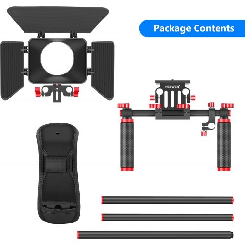 니워 Neewer Camera Shoulder Rig, Video Film Making System Kit for DSLR Camera and Camcorder with Shoulder Mount, 15mm Rod, Handgrip and Matte Box, Compatible with Canon/Nikon/Sony, etc