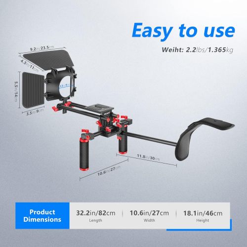 니워 Neewer Camera Shoulder Rig, Video Film Making System Kit for DSLR Camera and Camcorder with Shoulder Mount, 15mm Rod, Handgrip and Matte Box, Compatible with Canon/Nikon/Sony, etc