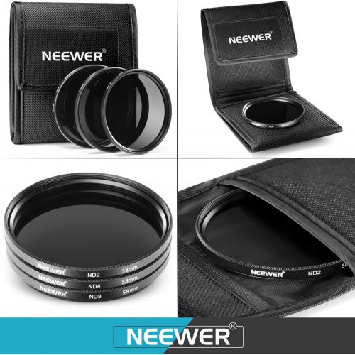 니워 Neewer 58MM Complete Lens Filter Accessory Kit for Lenses with 58MM Filter Size: UV CPL FLD Filter Set + Macro Close Up Set (+1 +2 +4 +10) + ND Filter Set (ND2 ND4 ND8) + Other