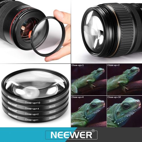 니워 Neewer 58MM Complete Lens Filter Accessory Kit for Lenses with 58MM Filter Size: UV CPL FLD Filter Set + Macro Close Up Set (+1 +2 +4 +10) + ND Filter Set (ND2 ND4 ND8) + Other