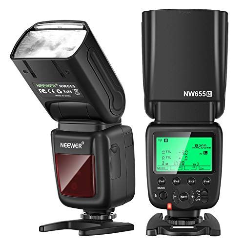 니워 Neewer NW655-N 2.4G HSS 1/8000s TTL GN60 Wireless Master Slave Flash Speedlite Compatible with Nikon DSLR D810/D800/D750/D700/D610/D600/D7500/D7200/D7100/D7000/D5500/D5300/D90/D5/D