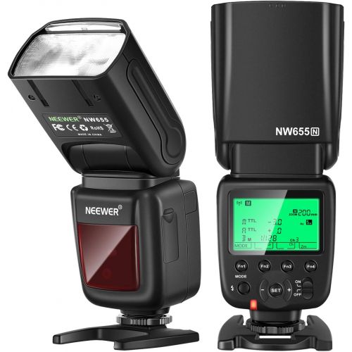 니워 Neewer NW655-N 2.4G HSS 1/8000s TTL GN60 Wireless Master Slave Flash Speedlite Compatible with Nikon DSLR D810/D800/D750/D700/D610/D600/D7500/D7200/D7100/D7000/D5500/D5300/D90/D5/D