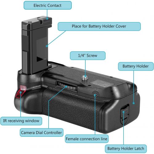 니워 Neewer Empunadura de Bateria Vertical Profesional Funciona con Bateria Recargable EN-EL14A para Camara Nikon D5600 y D5500 DSLR (Bateria no Incluida)