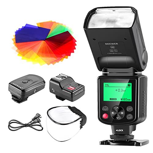 니워 Neewer 750II TTL Flash Kit for Nikon D7200 D7100 D7000 D5500 D5300 D5200 D5100 D5000 D3300 D3200 D3100 D3000 D700 D600 D500 D90 D80 D70 D60 D50 Cameras with Wireless Trigger，Color