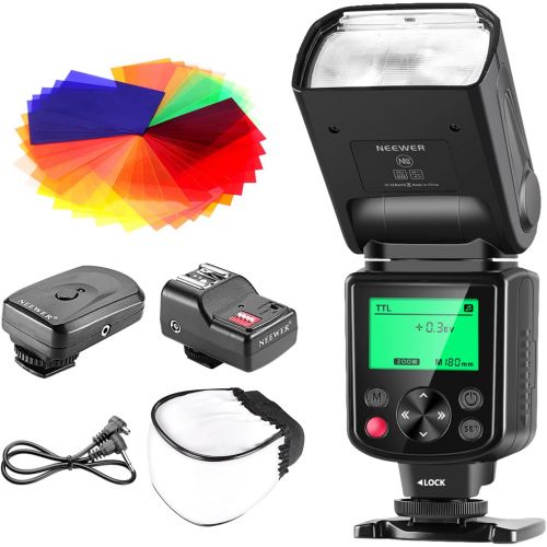 니워 Neewer 750II TTL Flash Kit for Nikon D7200 D7100 D7000 D5500 D5300 D5200 D5100 D5000 D3300 D3200 D3100 D3000 D700 D600 D500 D90 D80 D70 D60 D50 Cameras with Wireless Trigger，Color