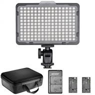 Neewer Dimmable 176 LED Video Light Lighting Kit: 176 LED Panel 3200-5600K, 2 Pieces Rechargeable Li-ion Battery, USB Charger and Portable Durable Case Compatible with Canon, Nikon