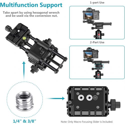 니워 Neewer Pro 4-Way Macro Focusing Focus Rail Slider with 1/4-Inch Quick Shoe Plate Compatible with Canon Nikon Pentax Olympus Sony and Other DSLR Cameras and Camcordes Great for Clos