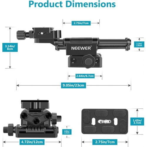 니워 Neewer Pro 4-Way Macro Focusing Focus Rail Slider with 1/4-Inch Quick Shoe Plate Compatible with Canon Nikon Pentax Olympus Sony and Other DSLR Cameras and Camcordes Great for Clos