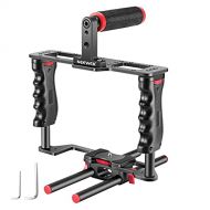 Neewer Aluminum Alloy Camera Video Cage Film Movie Making Kit, with Top Handle, Dual Hand Grip, Two 15mm Rods, Compatible with Canon, Sony, Fujifilm, and Nikon DSLR Camera and Camc