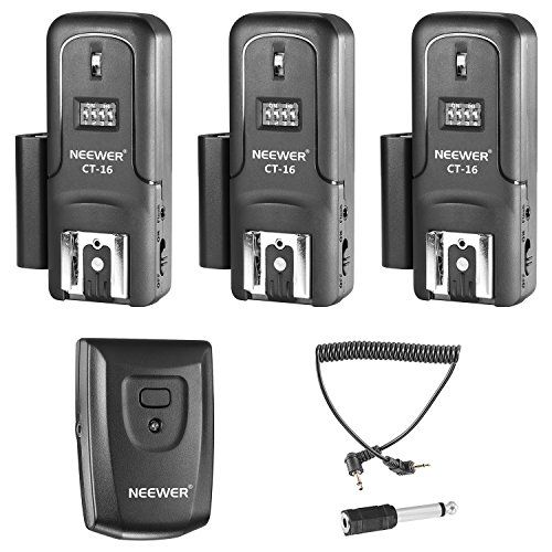 니워 Neewer 16 Channels Wireless Radio Flash Speedlite Studio Trigger Set, Including (1) Transmitter and (3) Receivers, Fit for Canon Nikon Pentax Olympus Panasonic DSLR Cameras (CT-16)