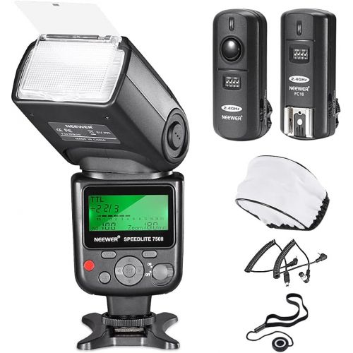 니워 Neewer 750II TTL Flash Kit for Nikon D7200 D7100 D7000 D5500 D5300 D5200 D5100 D5000 D3300 D3200 D3100 D3000 D700 D600 D500 D90 D80 D70 D60 D50 Cameras with Wireless Trigger Diffus