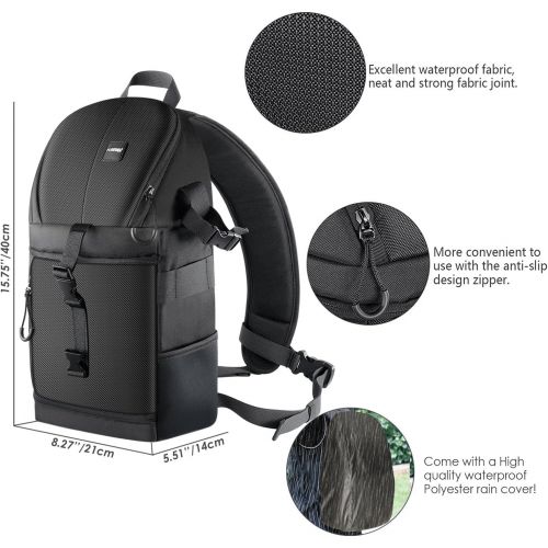 니워 Neewer Professional Camera Case Sling Backpack for Nikon Canon Sony and Other DSLR Cameras and Lens,Tripod,Other Accessories,Durable Waterproof and Tear Proof Bag with Padded Divid