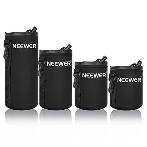 니워 Neewer 4X Lens Case Lens Pouch Bag with Thick Protective Neoprene for DSLR Camera Lens (Fit for Canon, Nikon, Sony, Olympus, Panasonic) Includes: Small, Medium, Large, XL Size