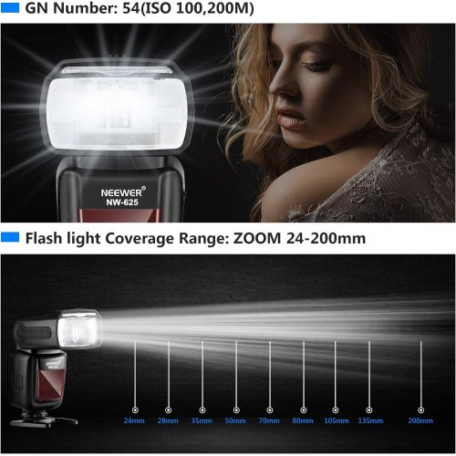 니워 Neewer 2 Packs NW625 GN54 Speedlite Flash Kit for Canon Nikon Panasonic Olympus Pentax Fujifilm DSLRs and Sony Mirrorless Cameras with Mi Hot Shoe, FC-16 2.4G Flash Trigger Set & D