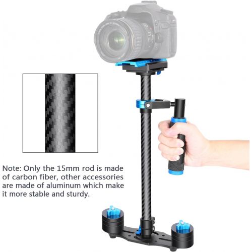 니워 Neewer Carbon Fiber 24/60cm Handheld Stabilizer with Quick Release Plate 1/4 and 3/8 Screw for DSLR and Video Cameras up to 6.6lbs/3kg