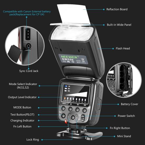 니워 Neewer NW550 Camera Flash Speedlite, Compatible with Canon Nikon Panasonic Olympus Pentax, Sony with Mi Hot Shoe and Other DSLRs and Mirrorless Cameras with Standard Hot Shoe