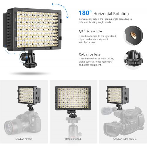 니워 NEEWER 160 LED CN-160 Dimmable Ultra High Power Panel Digital Camera / Camcorder Video Light, LED Light compatible with Canon, Nikon, Pentax, Panasonic,SONY, Samsung and Olympus D