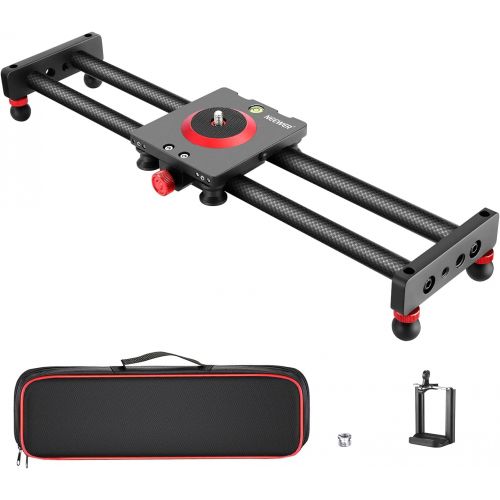 니워 Neewer Camera Slider Carbon Fiber Dolly Rail, 16/40cm with 4 Bearings, Compatible with 13 13 Pro 13 Pro Max 13 Mini & Android Cell Phones and Mirrorless Cameras, Load up to 2.2lbs/