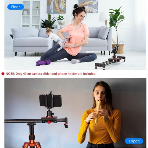 니워 Neewer Camera Slider Carbon Fiber Dolly Rail, 16/40cm with 4 Bearings, Compatible with 13 13 Pro 13 Pro Max 13 Mini & Android Cell Phones and Mirrorless Cameras, Load up to 2.2lbs/